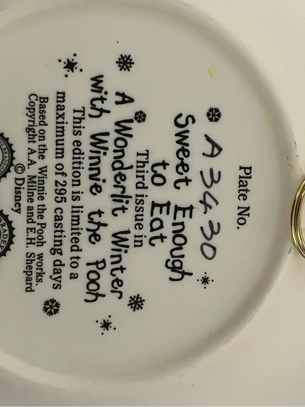 Lot of 3 Disney A Wonderlit Winter with Winnie the Pooh Decorative Wall Plates
